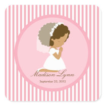 Sweet Girl First Holy Communion Sticker Brown Pink