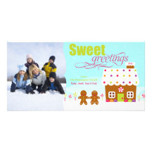 Sweet greeting gingerbread house holiday photocard personalised photo card