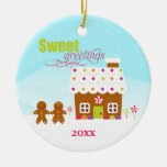 Sweet greetings gingerbread house photo ornament