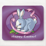 Sweet Happy Easter Bunny with Ribbon Mousepads