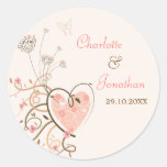 Sweet Heart & Butterfly Swirls Gift Favours Label  Round Sticker