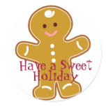 Sweet Holiday Gingerbread Man Label Round Sticker