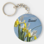 Sweet! keychain Iris Flowers Blue Sky Spring