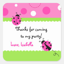 Sweet Ladybug Birthday Party Favour Stickers