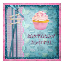 Sweet Like Sugar Cupcakes Glitter Party Invites