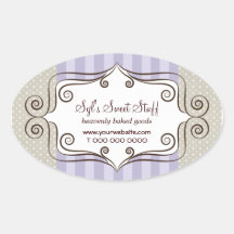 Sweet Lilac and Polka Dots Oval Stickers