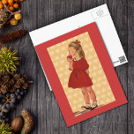 Sweet Little Girl With Apple Postcard
