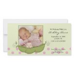 Sweet Little Pea Baby Girl Birth Annoucement photo cards