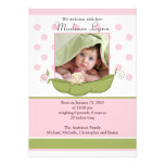 Sweet Little Pea Baby Girl Photo Announcement Card