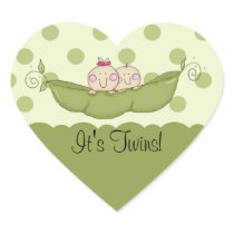 Sweet Little Pea Baby Twins Heart Sticker