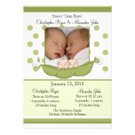 Sweet Little Pea Twin Boys Photo Announcement Card