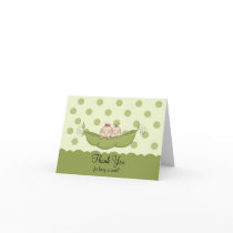 Sweet Little Pea Twin Girls Thank You Note Card