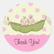 Sweet Little Pea Twins Baby Shower Sticker
