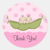 Sweet Little Pea Twins Baby Shower Sticker Pink