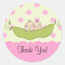Sweet Little Pea Twins Baby Shower Sticker Pink