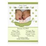 Sweet Little Pea Twins Photo Announcement Card