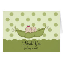 Sweet Little Pea Twins Thank You Note Card