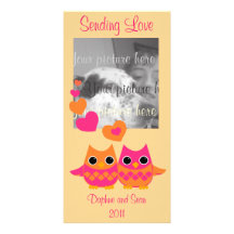 Sweet Love Owls Customised Photo Card