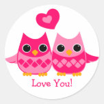 Sweet Love Owls Round Sticker