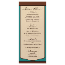 Sweet Mocha & Teal Wedding Reception Menus Rack Cards