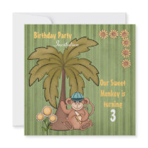 Sweet Monkey Birthday Invitation