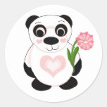Sweet Panda Bear with Flower Sticker