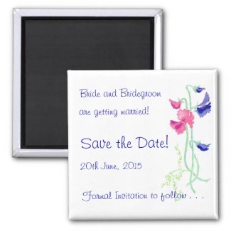 Sweet Pea Pink and Blue 'Save the Date' Magnet