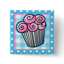 Sweet Pink Cupcake Button