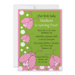 Sweet Pink Ladybug Birthday Invitation