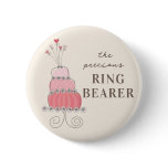 Sweet Pink Wedding Cake Name Tag / Gift Button