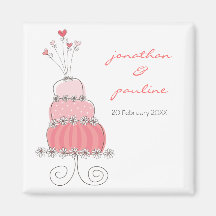 Sweet Pink Wedding Cake Save The Date Gift Magnet