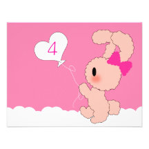 Sweet Rabbit Cute 4th Birthday invitation