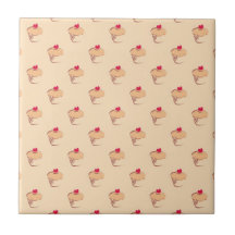 Sweet retro cupcakes muffins with heart ceramic tile