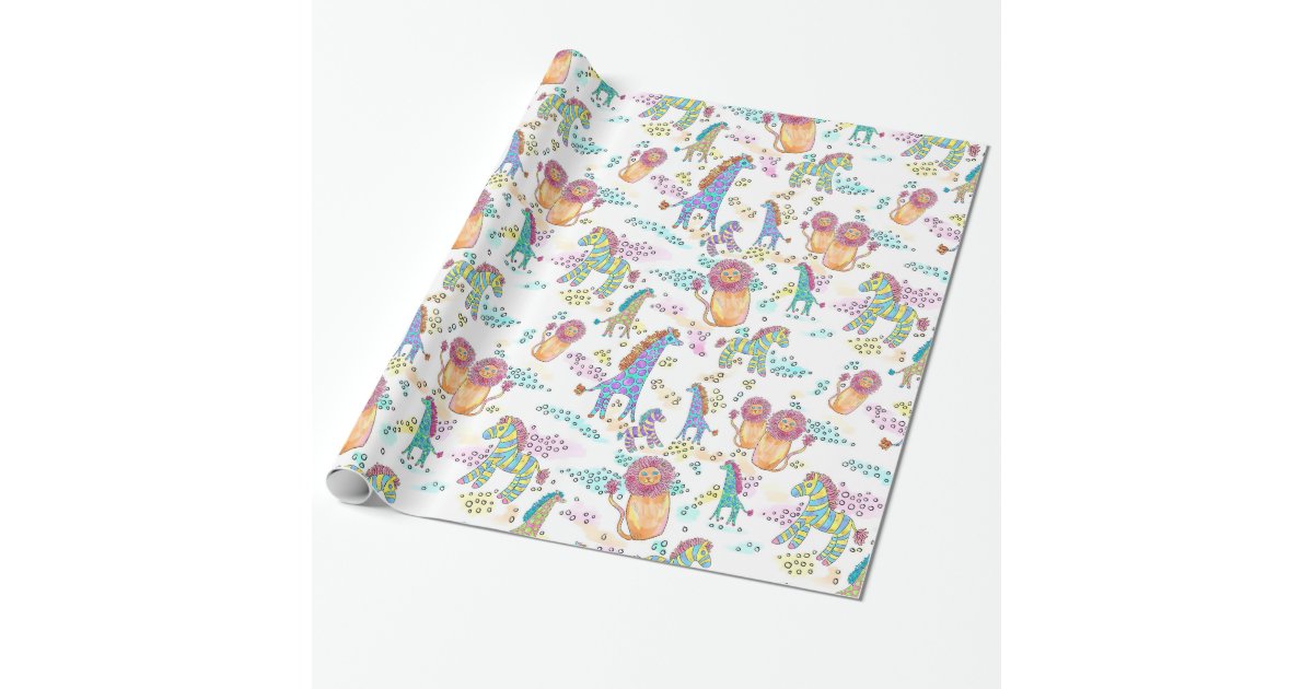 sweet safari baby jungle animal gift wrap wrapping paper | Zazzle