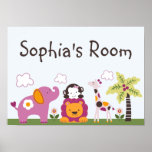 Sweet Safari Girl Animals Poster posters