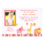 Sweet Safari Jungle Animal Birthday Invitations