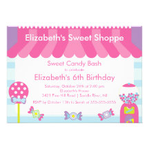 Sweet Shoppe Candy Birthday Party Invitation