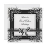 Sweet Sixteen 16 Black White Lace Floral Diamond invitations