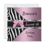 Sweet Sixteen 16 Pink Silver Black Zebra Leopard invitations