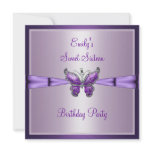 Sweet Sixteen 16 Purple Butterfly Birthday 3 invitations