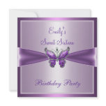 Sweet Sixteen 16 Purple Mauve Butterfly Birthday invitations