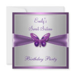Sweet Sixteen 16 Purple White Butterfly Birthday 2 invitations