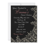 sweet sixteen,black,white,pink,chic,classy,cute invitations