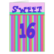 Sweet Sixteen Girl's 16th Birthday Customisable Greeting Card