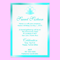 Sweet Sixteen Golden WhiteAqua Tiara Invitation invitations