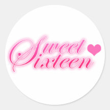 Sweet Sixteen Heart Round Sticker