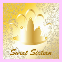 Sweet Sixteen Royal Tiara Gold Invitation invitations