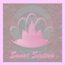 Sweet Sixteen Royal Tiara Pink Grey Invitation invitations