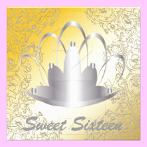 Sweet Sixteen Royal Tiara Silver Gold Invitation invitations