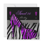 Sweet Sixteen sweet 16 Party Shoes Purple Zebra invitations